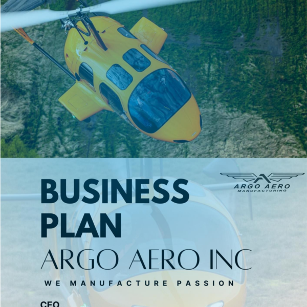 Untitled design 6 - ServeSmith Service with Agility - Service with Agility - Argo Aero Inc- Business Plan Argo Aero Inc. - Business Plan: This plan describes an aviation manufacturing company specializing in the design and production of advanced gyroplanes and light helicopters. With over 20 years of aero development experience, the company focuses on delivering high-performance aircraft like the Argon 915 and Scout VLR for both private and commercial use. 4